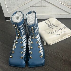 Blue Lace Up Boots